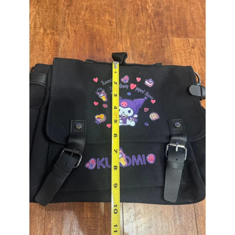 Sanrio Kuromi Black Canvas Messenger Bag Satchel Crossbody
